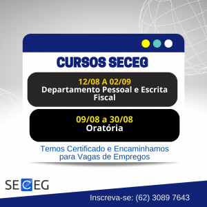 Cursos Profissionalizantes SECEG. Matr�culas Abertas!